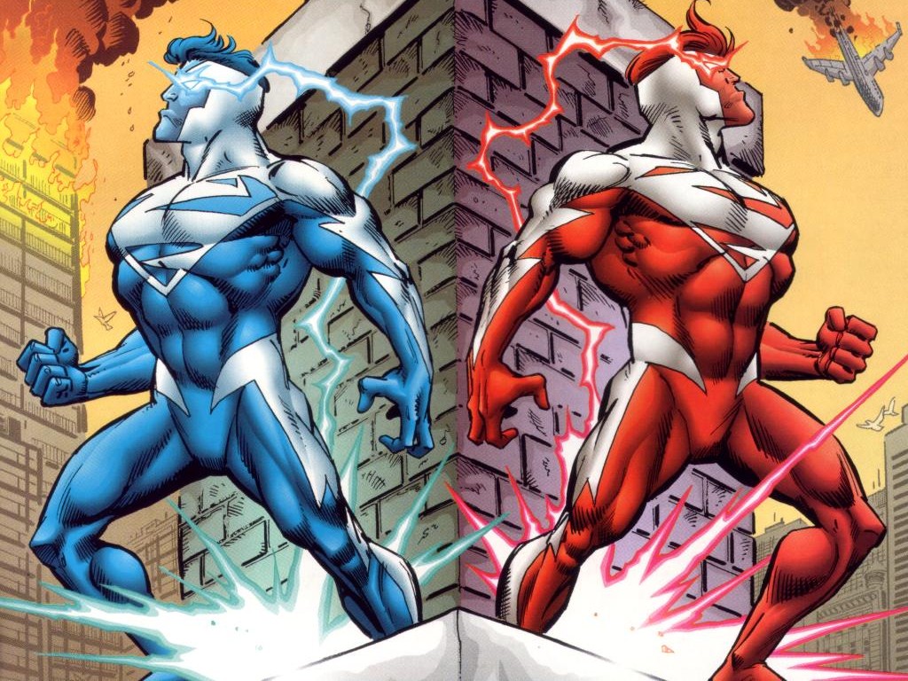 superman-rojo y superman azul