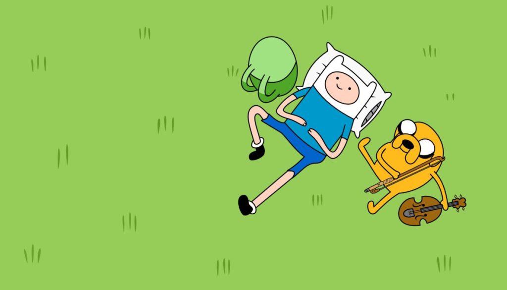 finn y jake en hora de aventura descansando